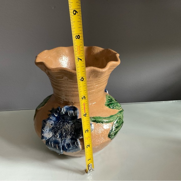 Studio Pottery Floral Vase With Flaw - Picture 7 of 7